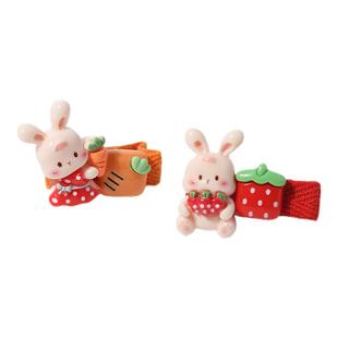 彩色水果小兔子边夹可爱侧边刘海碎发夹小号夹子发饰