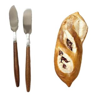 胡桃木食品级304不锈钢奶油刀抹果酱牛油刀黄油刀西餐刀烘焙工具