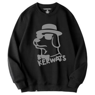 KERWATS可维斯品牌大码男女情侣无性别狗头印花学生宽松圆领卫衣