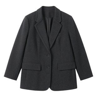 大码女装通勤复古毛呢西装夹棉加厚外套2025秋冬新款胖MM短款风衣