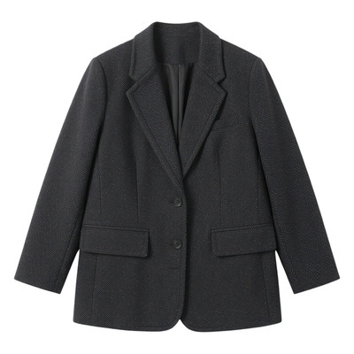 毛呢西装夹棉加厚外套大码女装