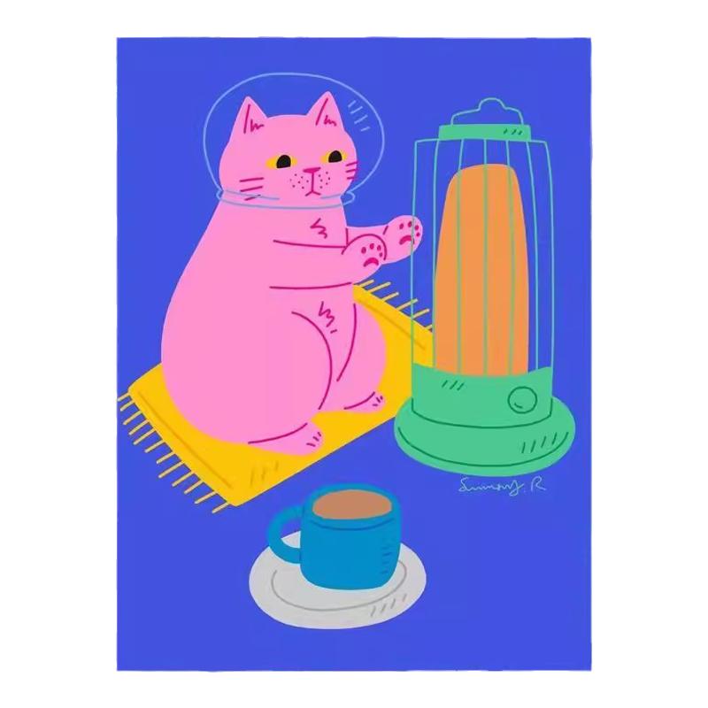 墙面装饰画挂画喵星人治愈系趣味