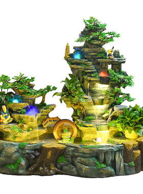 中式风假山景观大型门厅装饰品