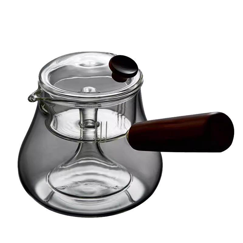 圣裔堂耐热玻璃蒸茶壶侧把过滤蒸汽煮茶器电陶炉黑茶普洱功夫茶具