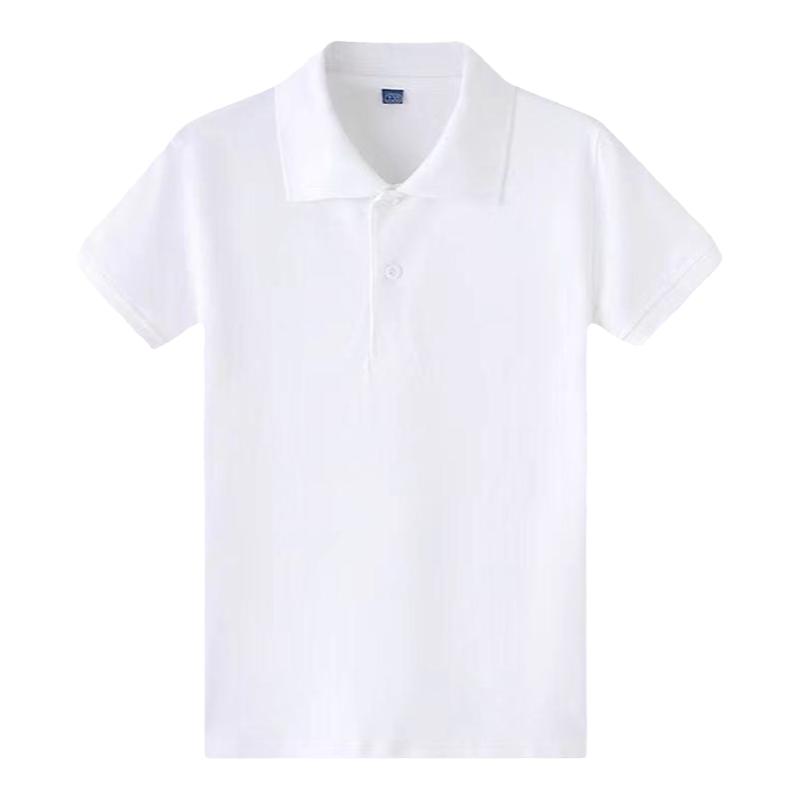 中小学生校服短袖polo衫男女夏季纯棉翻领儿童白色t恤幼儿园班服