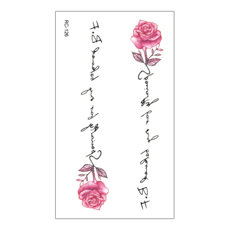 字母小花纹身贴纸防水持久仿真