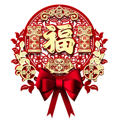 2026马年立体福字门贴