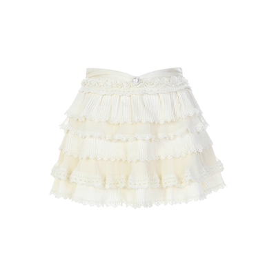 【明星同款】lefame拉飞姆芭蕾少女风提花蛋糕裙半身裙女蕾丝花边