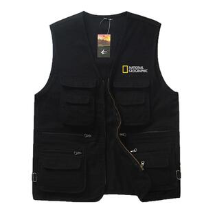 国家地理摄影马甲中国摄影家协会夏款背心纯棉多口袋男士多兜马夹
