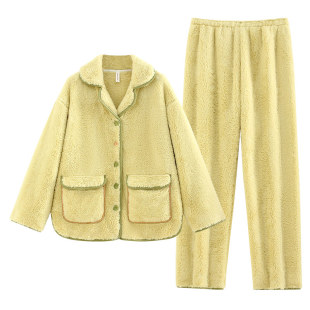 悦内睡衣女士秋冬季冬款法兰绒加厚加绒珊瑚绒家居服冬天保暖套装