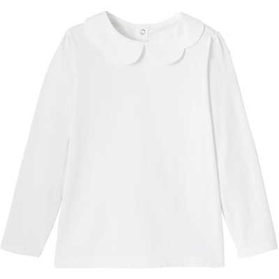 棉纯色花边领简约内搭T恤