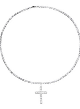 炫闪AAA级锆石镶钻十字架项链马思唯hiphop时尚潮流饰品男女潮