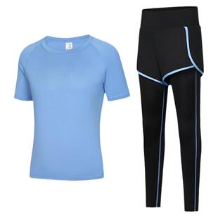 女童运动套装夏季学生速干透气短袖长裤瑜伽跑步跳绳儿童羽毛球服