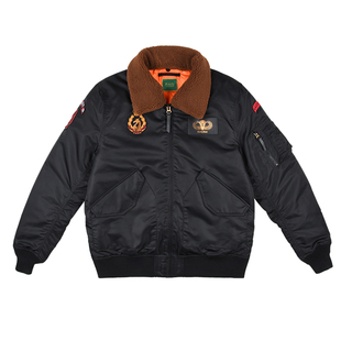 雷迪波尔男装羽绒服2024秋冬新款可脱毛领休闲翻领飞行员夹克外套