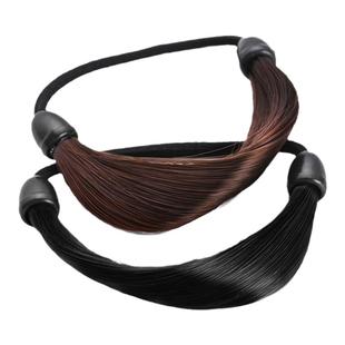 仿真假发发圈扎马尾头绳女生黑色简约橡皮筋高弹力显发量皮套头饰