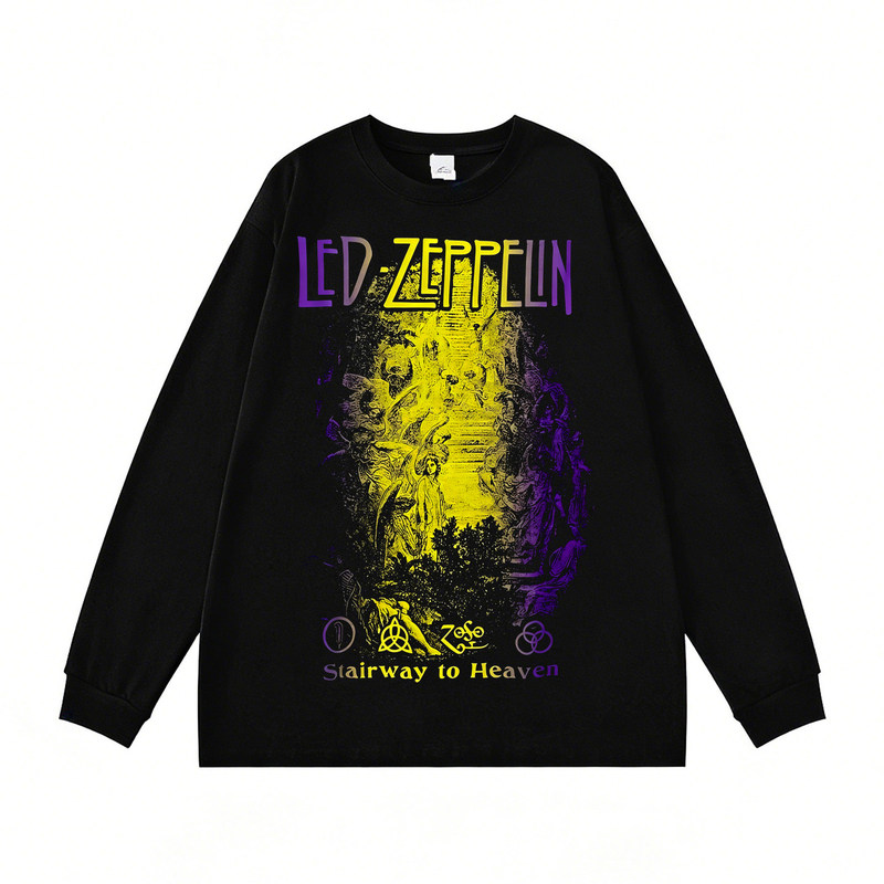 Led Zeppelin齐柏林飞艇乐队摇滚印花纯棉长袖T恤男女上衣春秋冬