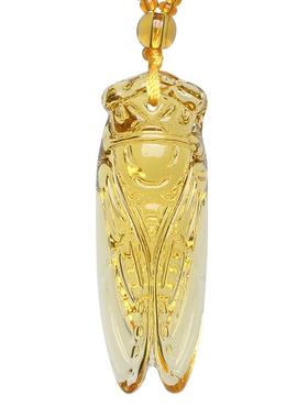 知了金蝉一鸣惊人项链天然黄水晶