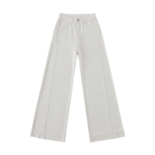 白色弯刀香蕉牛仔裤女2025秋冬加绒加厚新款松弛风宽松拖地阔腿裤