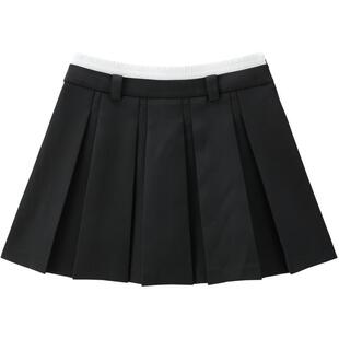 太平鸟女装夏季新款挺括垂顺半身百褶A字短裙腰头拼接A3GEF2129