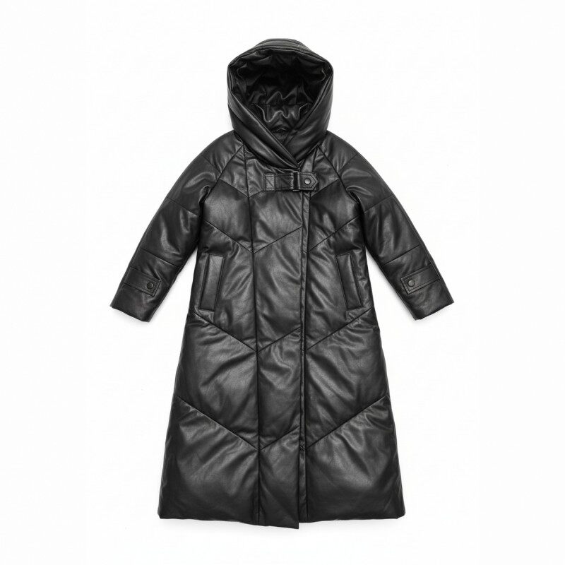 头层绵羊皮长款90鹅绒羽绒服皮衣