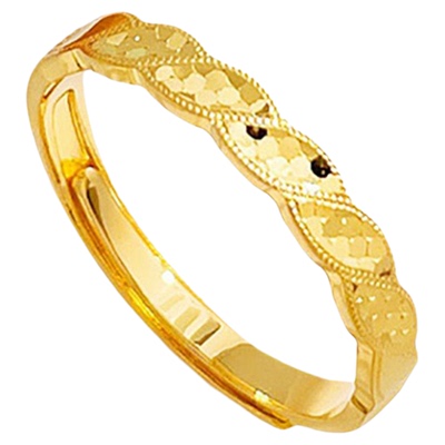 百泰首饰鱼鳞麻花黄金戒指999足金女戒活口订婚结婚金指环生日礼