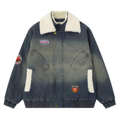 悠然度日夹棉牛仔加厚棉衣