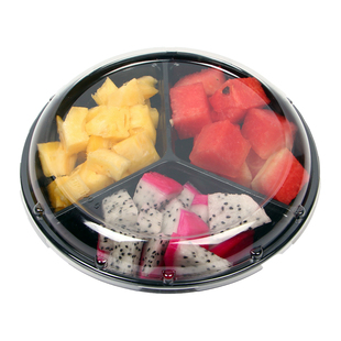 水果捞盒子网红果切盒高档一次性三拼分隔格鲜果切盒新款透明果盘