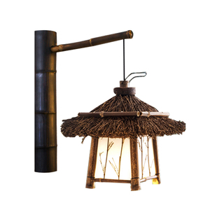 壁灯户外防水庭院过道别墅花园灯日式禅意壁灯民宿茶室复古竹壁灯