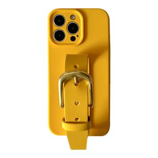 向日葵黄iphone17promax经典铜扣腕带手机壳精孔苹果16/15系列原创设计保护套小众ins风手机保护壳