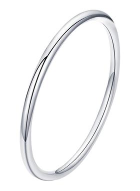 正品银手镯女9999纯银年轻款简约送妈妈实心足银镯子男女情侣手环