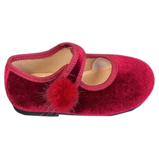 韩国女童软底甜美公主鞋旗袍黄色小皮鞋浅口百搭洋气毛球中大童鞋