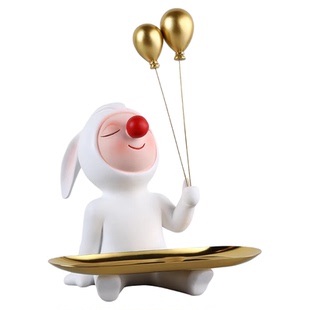 客厅桌面兔娃娃装饰品收纳钥匙托盘玄关摆件家居饰品乔迁新居礼品