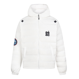 KID 美式刺绣内胆外套男女白鸭绒情侣轻薄连帽排骨羽绒服冬季126