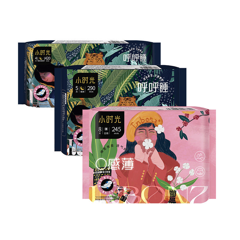 可柔小时光超薄透气弱酸抑菌B5养肤纯绵丝柔棉液体姨妈卫生巾