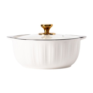 汤碗家用新款带盖汤盆创意餐具双耳汤面碗轻奢高级感大号简约碗具