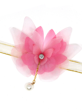 蝴蝶锁骨链薄纱女粉色