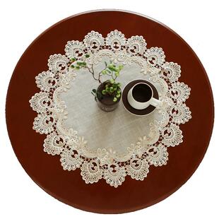 唯米9957简约蕾丝花边餐垫圆形餐桌装饰防尘垫百搭家用镂空圆桌垫