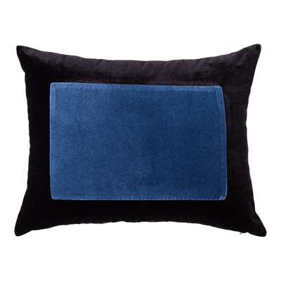 包豪斯蓝黑几何绒布抱枕60*48