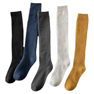 中老年人长筒袜女士加绒加厚长袜子男士冬季高筒小腿袜毛圈插秧