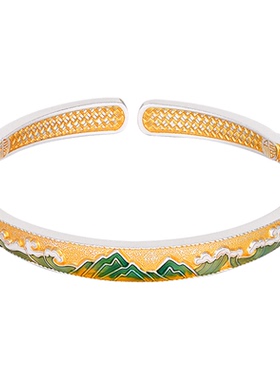 航达银匠描金珐琅彩手镯