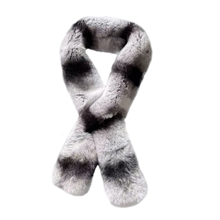 秋冬青紫蓝龙猫真獭兔毛细小围巾皮草双面加厚保暖围脖毛毛领子