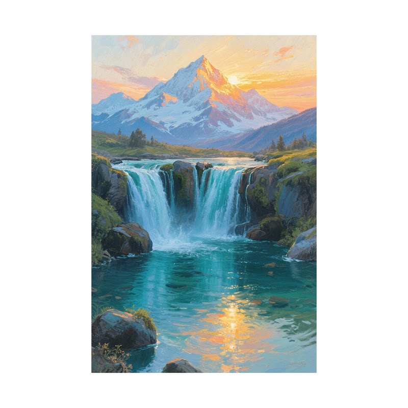 白鹿艺术纯手绘油画聚宝盆风景画