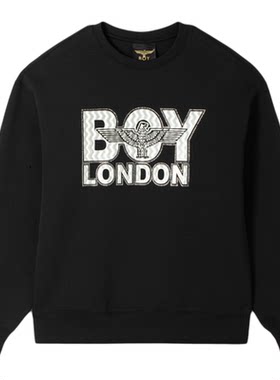 BOYLONDON秋季男女同款卫衣圆领套头高街时尚印花长袖上衣N03914