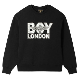 BOYLONDON春季男女同款卫衣圆领套头高街时尚印花长袖上衣N03914