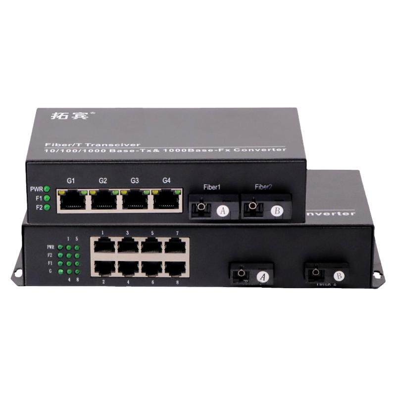 拓宾千兆环网交换机2光4电单纤SC