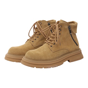 马丁靴男款2026冬季英伦风加绒高帮情侣大黄靴美式中帮户外工装鞋
