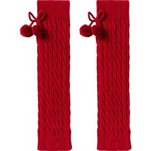 巴拉巴拉女童袜套秋冬季红色新年款堆堆袜复古针织腿套宝宝小腿袜