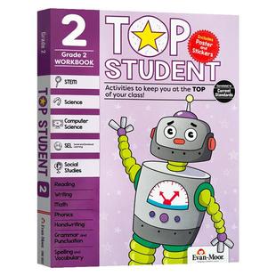 优等生系列 练习册 小学二年级 英文原版 Evan-Moor Top Student Grade 2 数学STEM科学计算机社交 美国加州英语教辅教材evanmoor