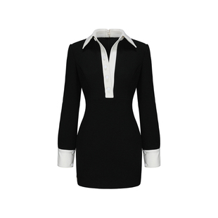 Le palais vintage黑白经典中古风小香连衣裙 修身显瘦显身材