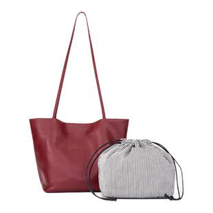 BAGCO 红色婚包新年礼物通勤绵羊皮单肩大容量子母包托特包水桶包